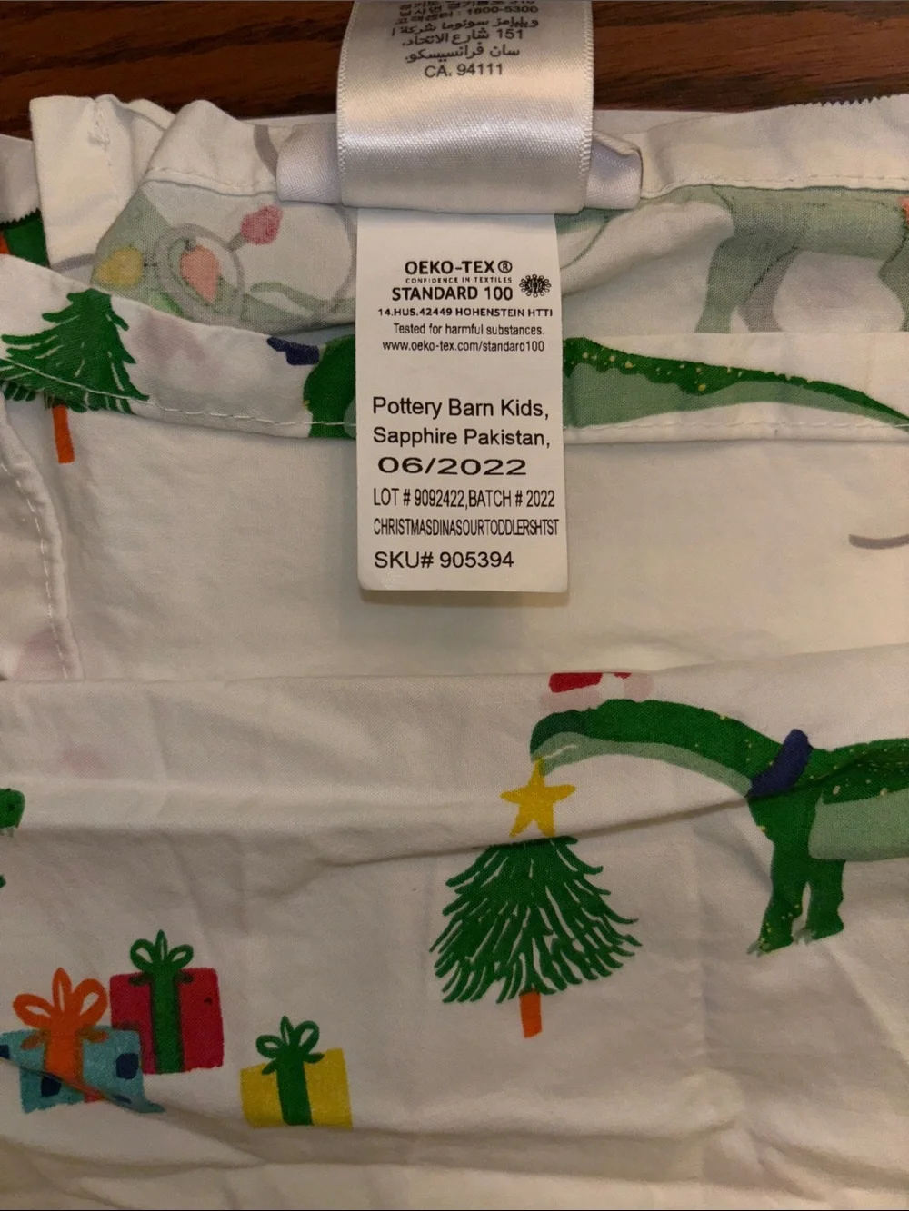 Pottery Barn Glow-in-the-Dark Christmas Dino Toddler Sheetset